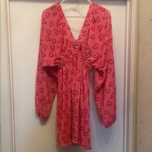 Main Strip Pink Heart Midi Dress